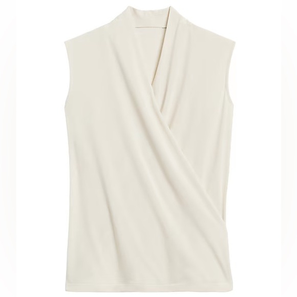 Banana Republic Petite Wrap Effect Sleeveless Top - Picture 2 of 8